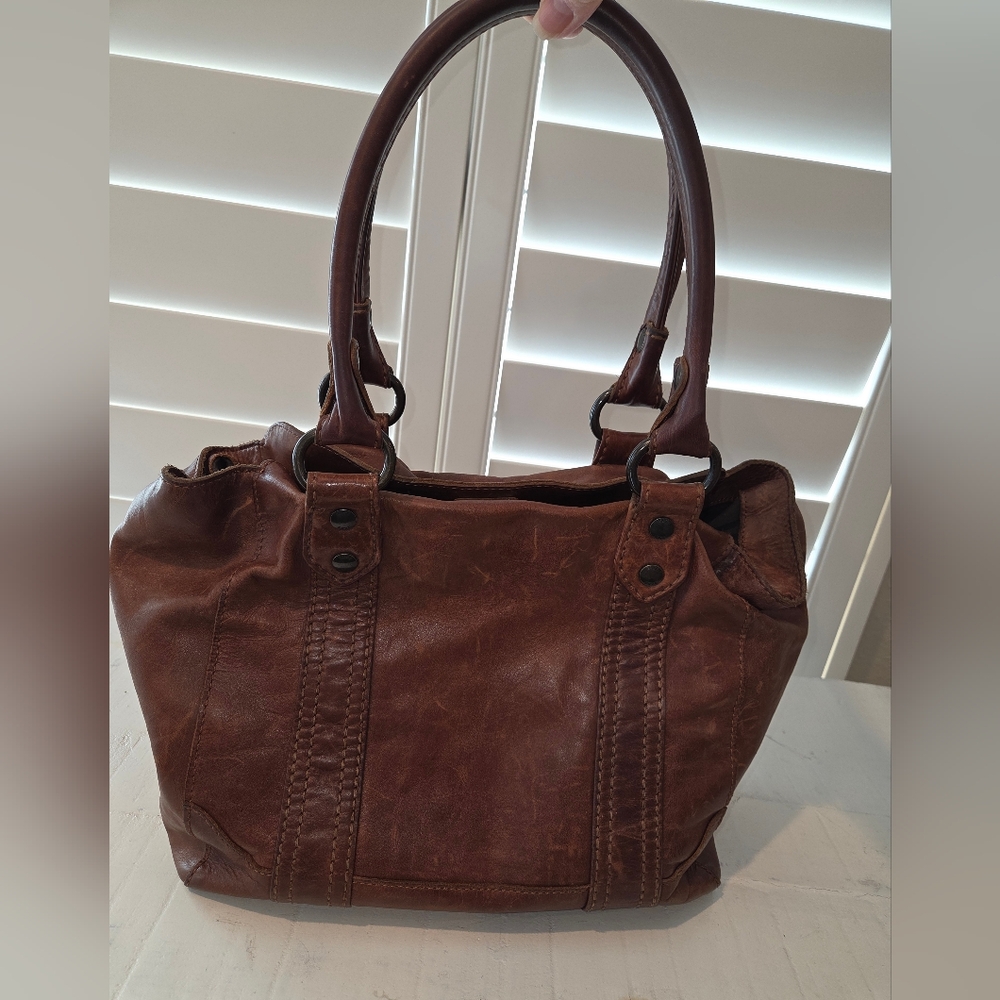 Frye Brown Leather Shoulder Bag with Sturdy Handles